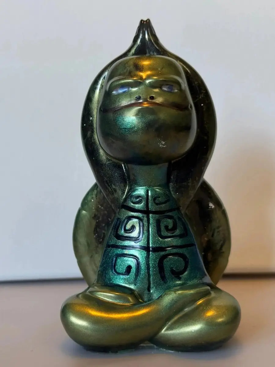 Handmade epoxy resin zen turtle figurine for calm shelf decor