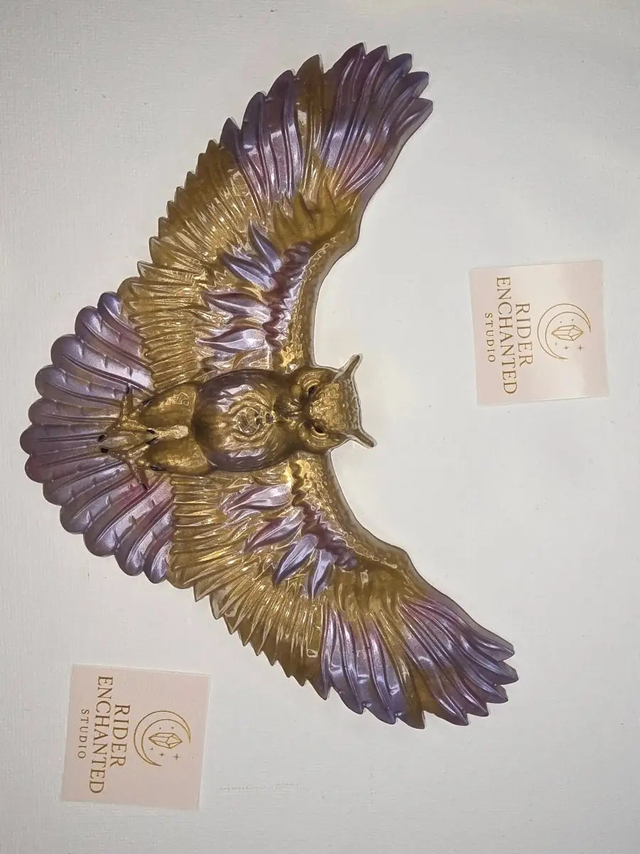 Handmade epoxy resin owl figurine for cottagecore decor