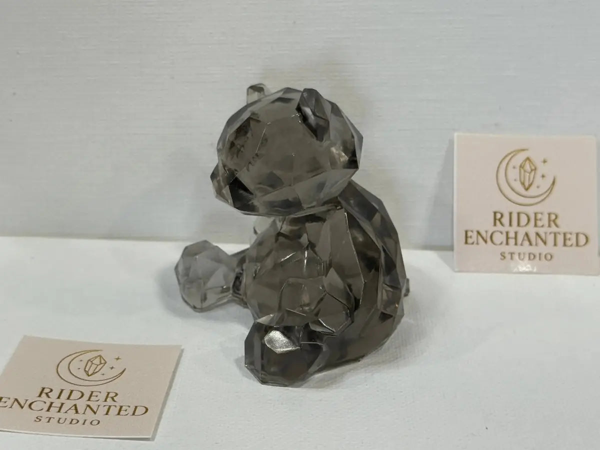 Handmade 2-inch epoxy resin crystal bear, one of our mini resin figurines