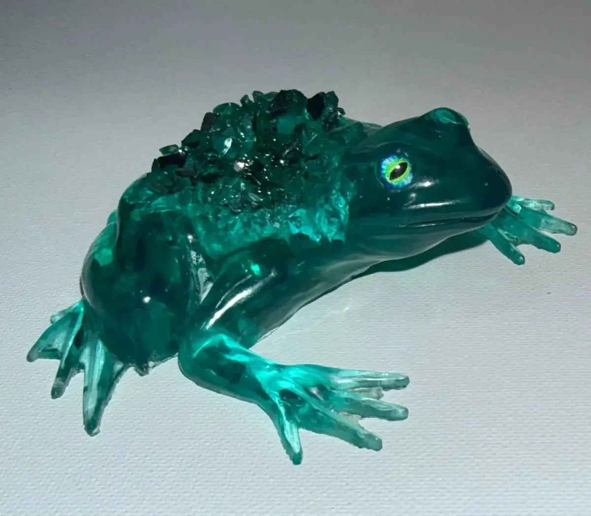 Handmade 4-inch resin crystal frog figurine, a lucky little desk guardian