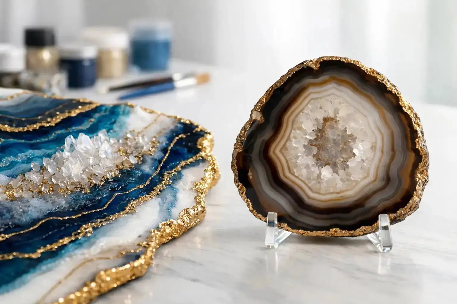 Resin Geode Art vs Agate Slice
