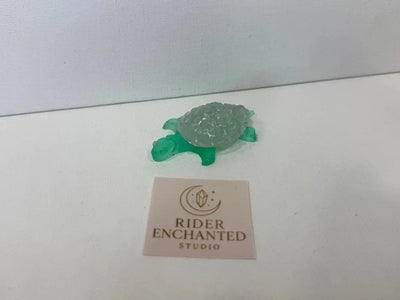 2" handmade epoxy resin mini turtle figurine, view 1, Rider Enchanted Studio