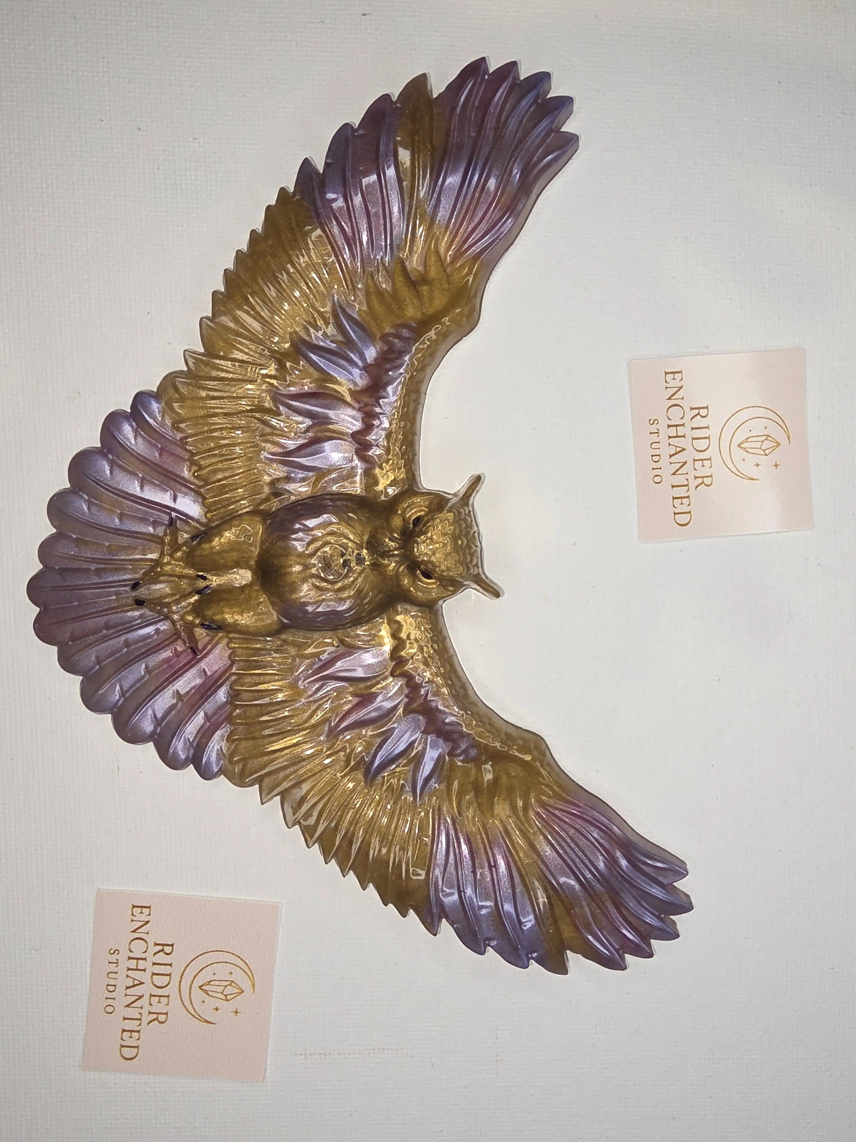 8-Inch Enchanted Owl – Handcrafted Epoxy Resin Guardian of the Night - Rider Enchanted Studio