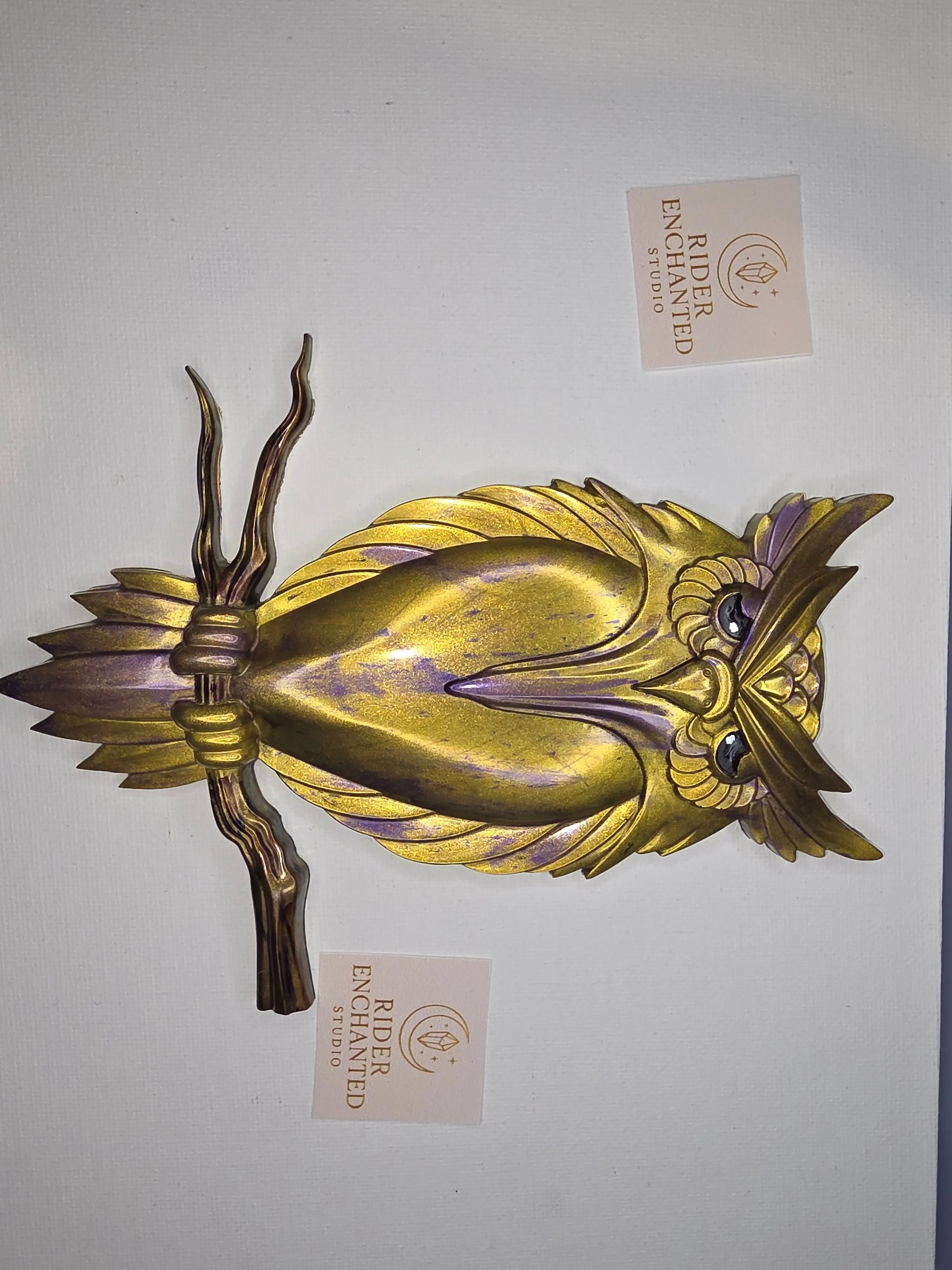 8-Inch Enchanted Owl – Handcrafted Epoxy Resin Guardian of the Night - Rider Enchanted Studio