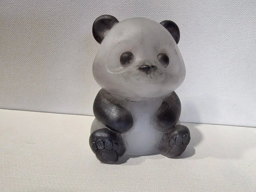 3" Handmade Epoxy Resin Panda Figurine, Smoky Grey, handmade epoxy resin, Rider Enchanted Studio