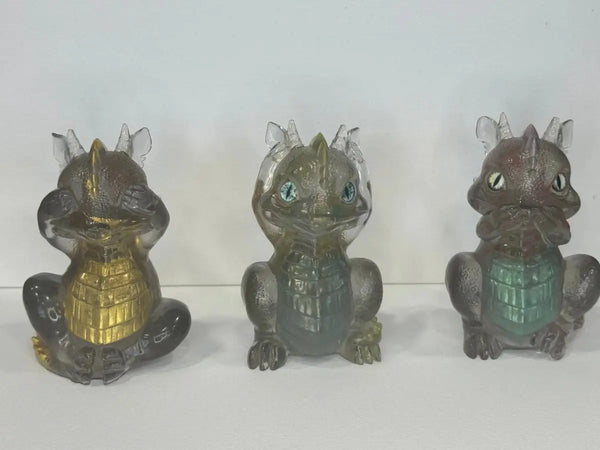 🐉 4-Inch “See No Evil, Hear No Evil, Speak No Evil” Dragons - Rider Enchanted Studio