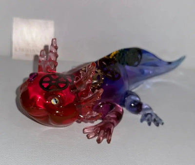 7" handmade epoxy resin cyberpunk axolotl figurine, angle 1, Rider Enchanted Studio