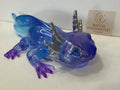 7" handmade epoxy resin axolotl figurine — blue to purple shimmer with silver gill frills, Rider Enchanted Studio card