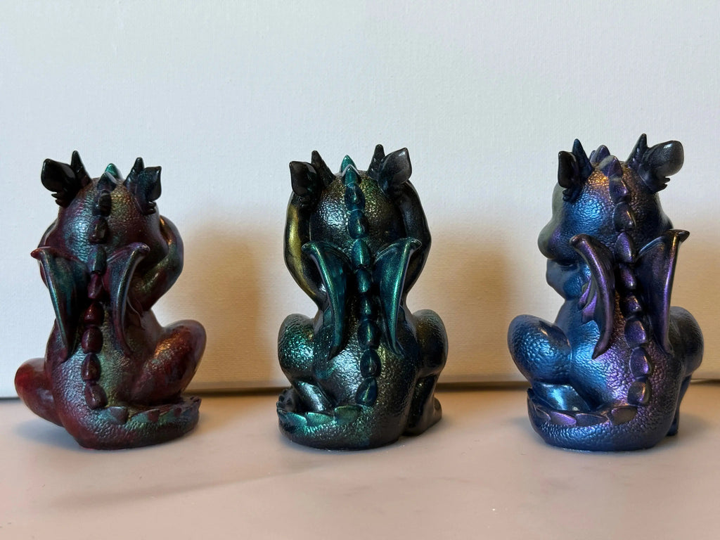 🐉 4-Inch “See No Evil, Hear No Evil, Speak No Evil” Dragons – Tiny Guardians with Big Attitude! Rider Enchanted Studio