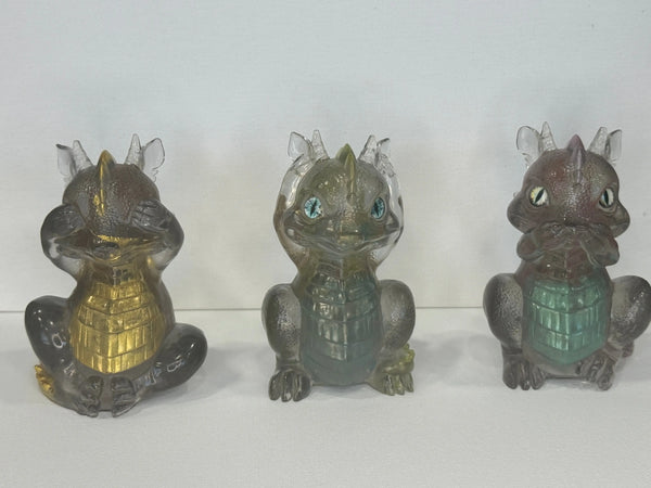 🐉 4-Inch “See No Evil, Hear No Evil, Speak No Evil” Dragons - Rider Enchanted Studio