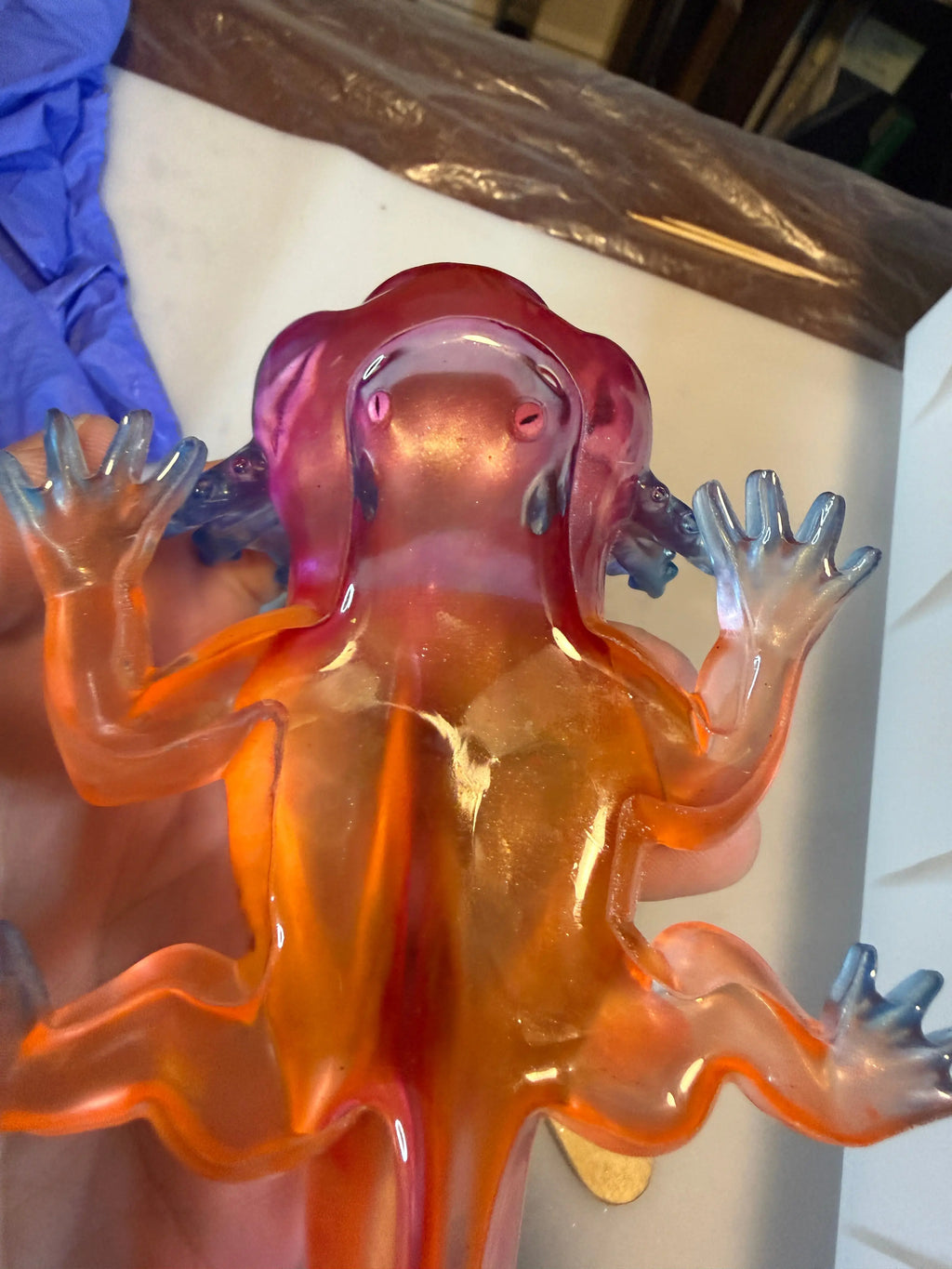 Discounted Due to a Quirky Eye Surprise  7-Inch Resin Axolotl Rider Enchanted Studio