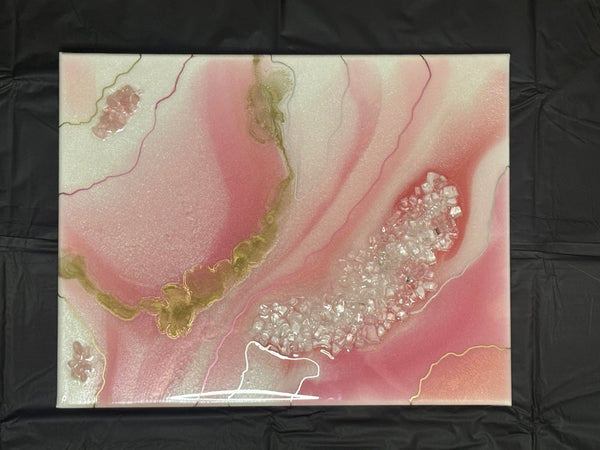 Pink and Gold Geode Resin Painting 14x11 Rider Enchanted Studio