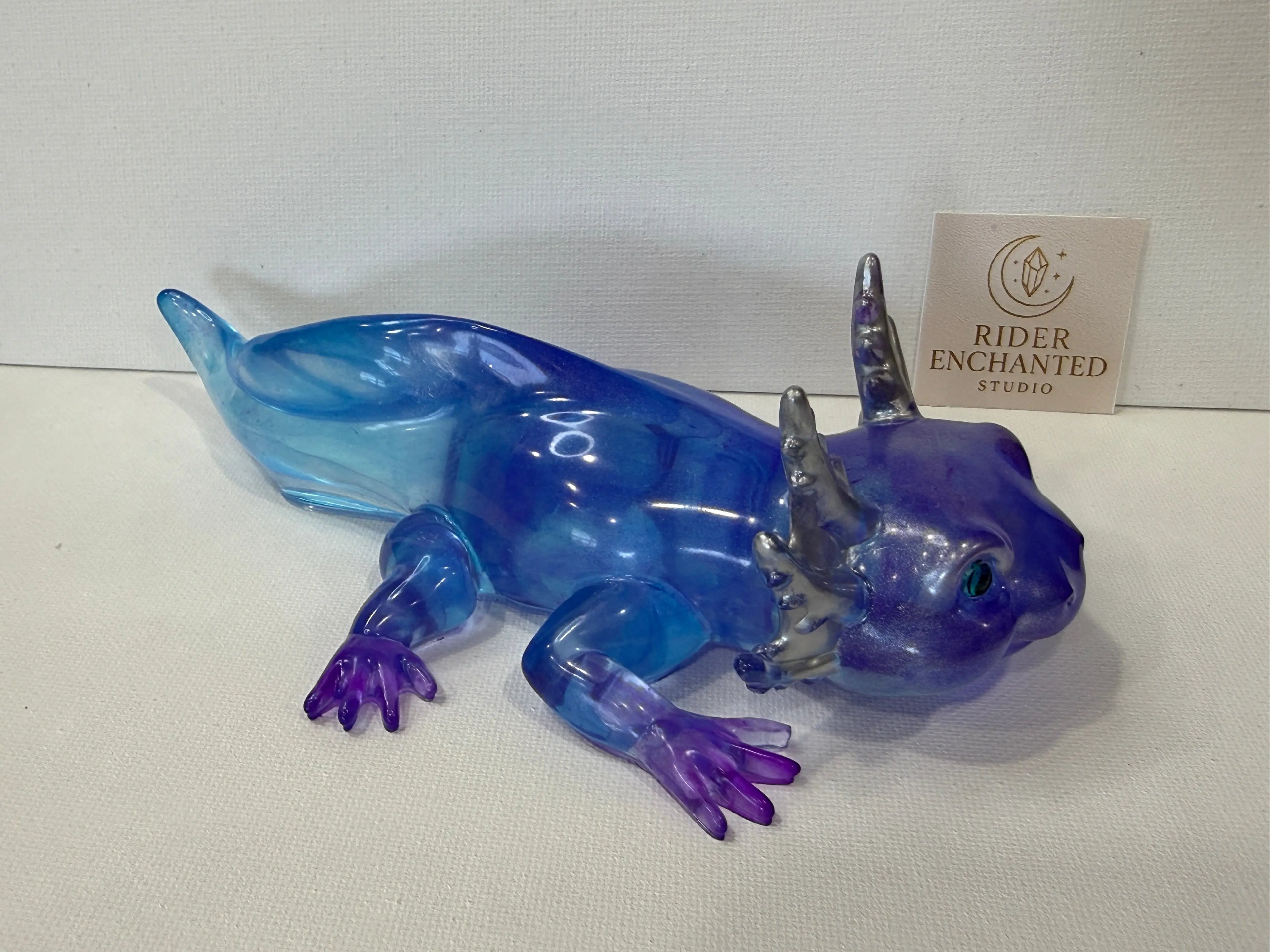 ✨ 7-Inch Resin Axolotl – The Shiny Little Salamander of Joy! ✨ Rider Enchanted Studio