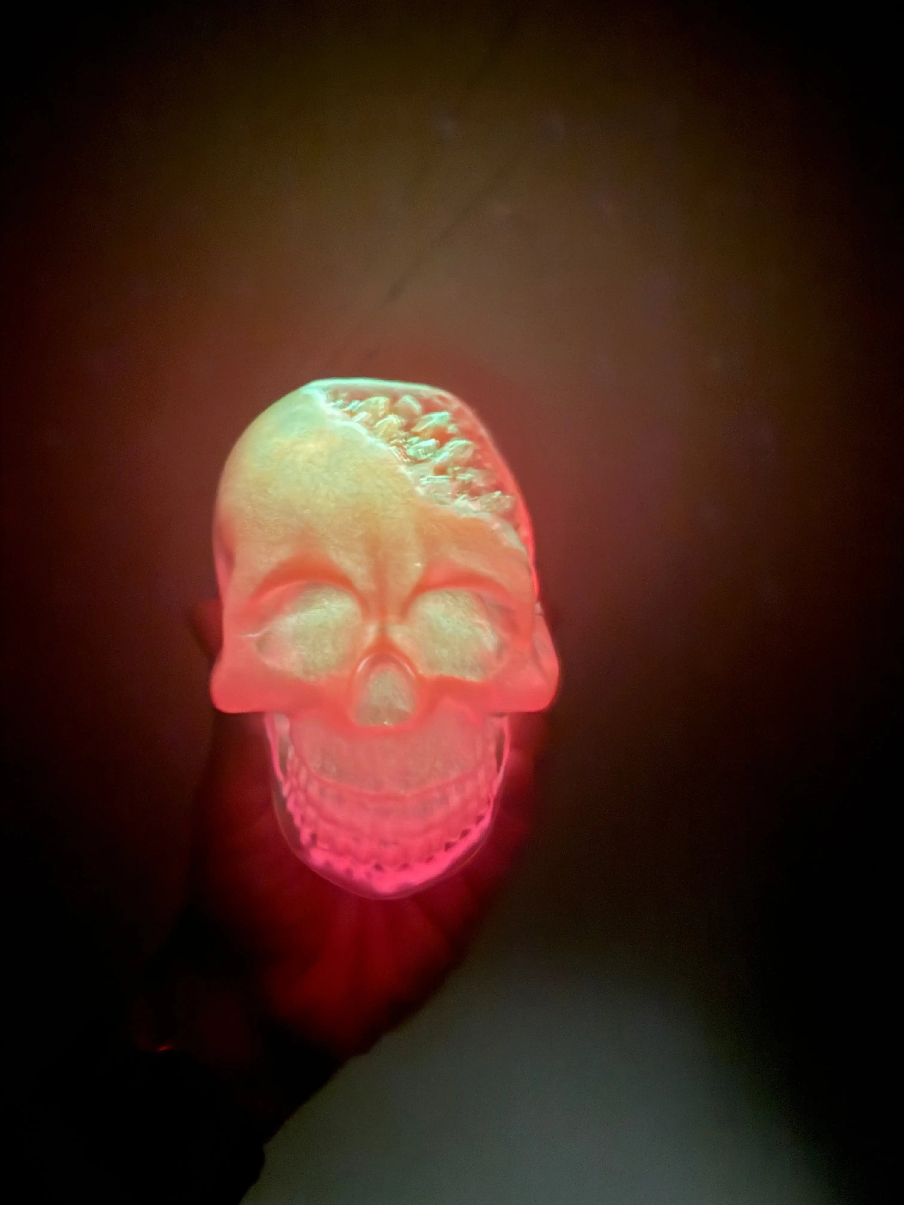 Pink glow in the dark Crystal Resin Skull Rider Enchanted Studio