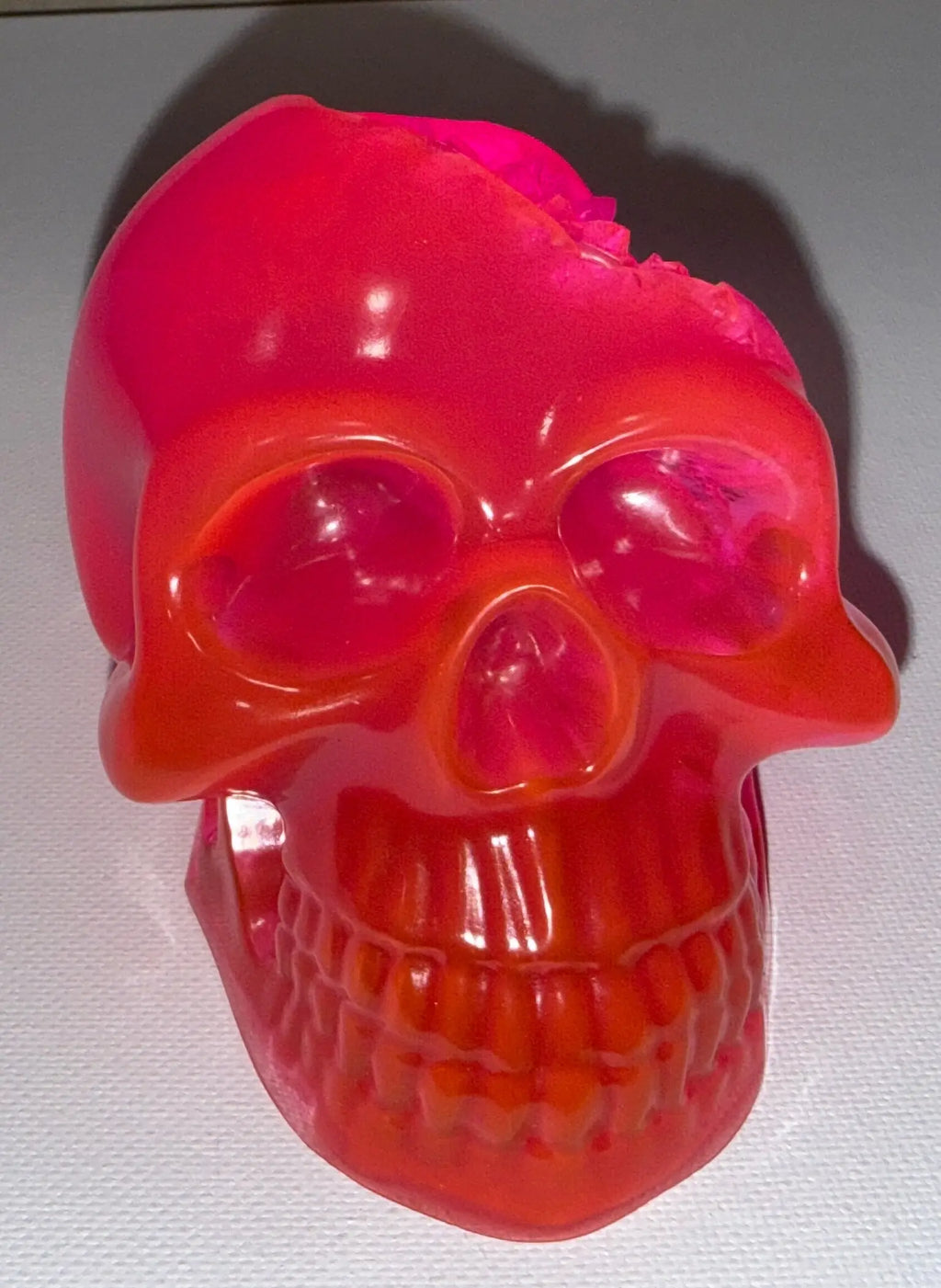 Pink glow in the dark Crystal Resin Skull Rider Enchanted Studio