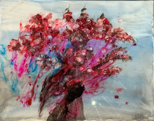 Abstract Tree Resin Painting 16x12 Rider Enchanted Studio