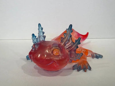 7" handmade epoxy resin axolotl figurine, angle 1, Rider Enchanted Studio