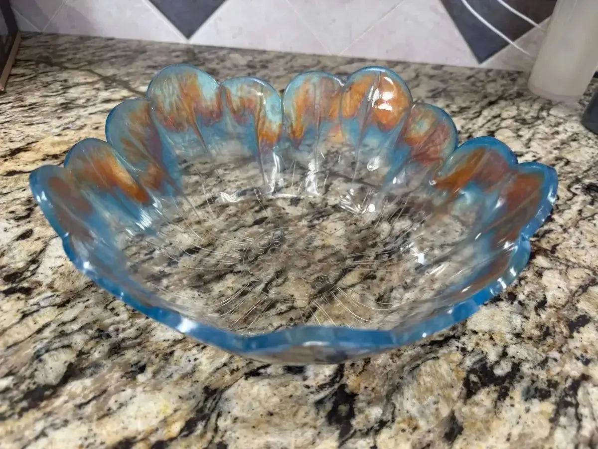 handmade epoxy resin bloom catch-all bowl, angle 1, Rider Enchanted Studio