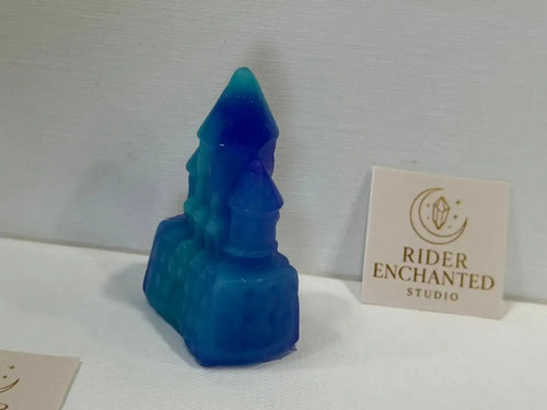 2" handmade epoxy resin mini castle figurine, angle 2, Rider Enchanted Studio