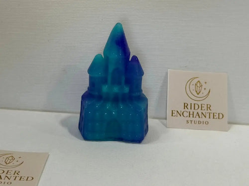 2" handmade epoxy resin mini castle figurine, angle 1, Rider Enchanted Studio