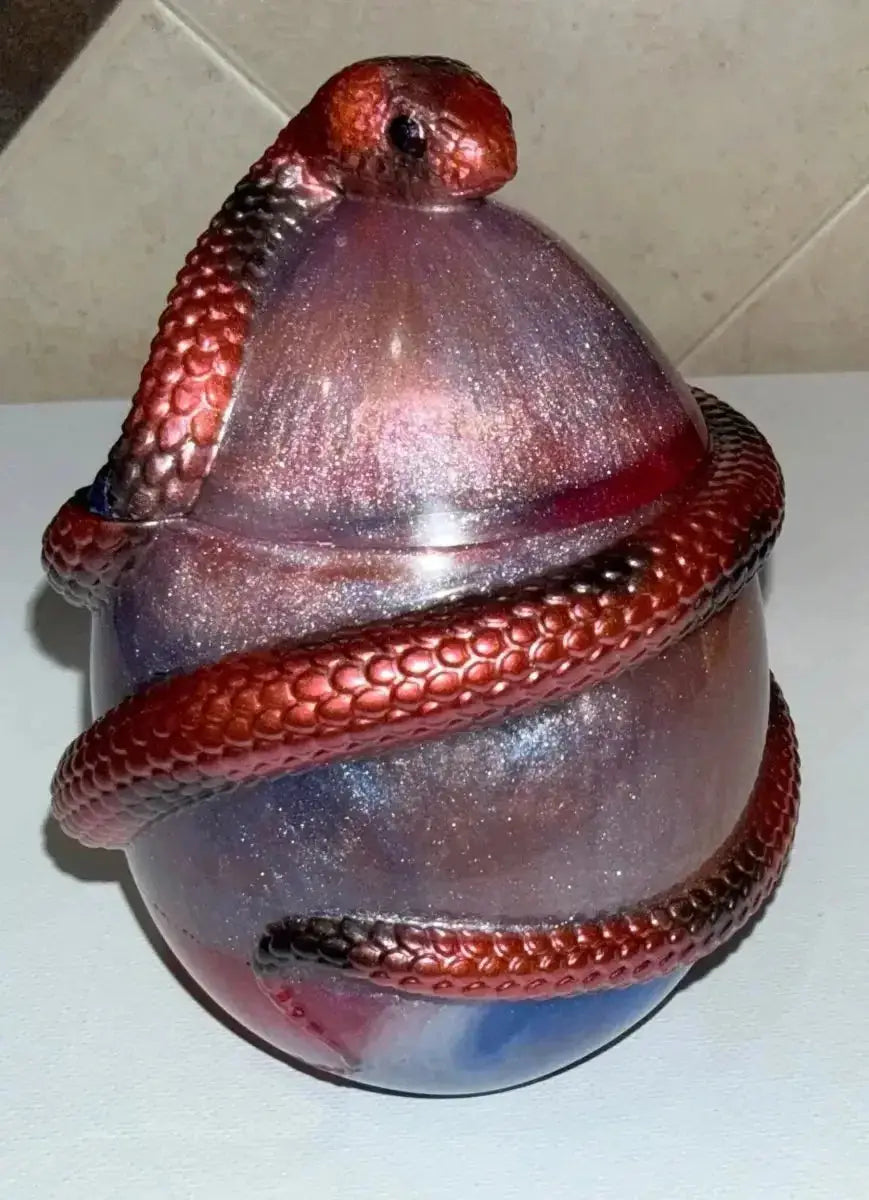 3" handmade epoxy resin snake pot, angle 2, Rider Enchanted Studio