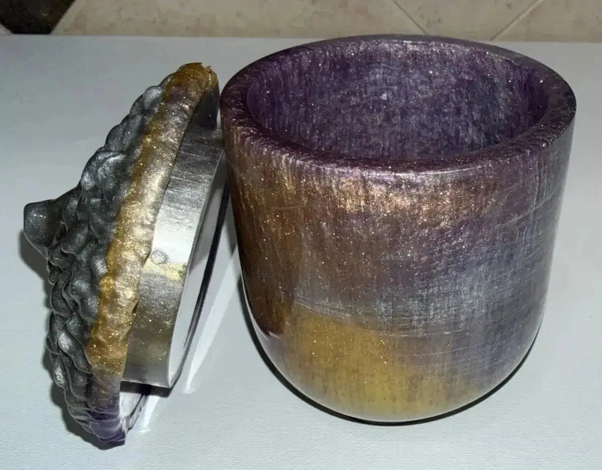 3" handmade epoxy resin acorn pot — Emerald & Copper, Rider Enchanted Studio