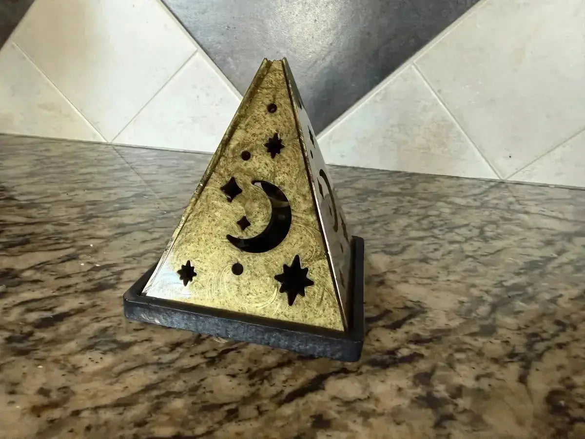 4" handmade epoxy resin tea light holder, angle 1, Rider Enchanted Studio